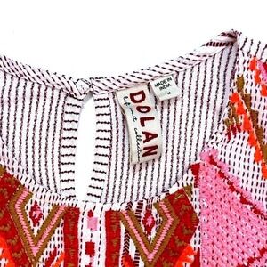 Anthropologie Dolan Velia Aztec Embroidered Tank Top Boho Western Blue White M